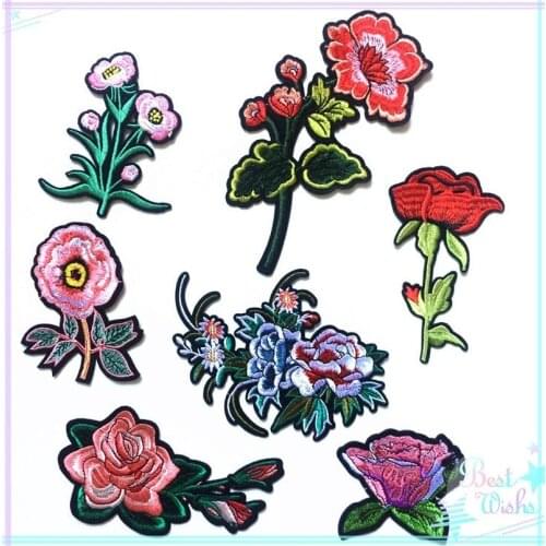 50pcs/lot Embroidery Flower Embroidery Patches Letters Clothing Decoration Accessories Diy Iron Heat Transfer Applique