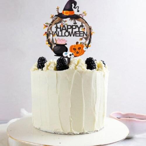 Cake Topper Halloween Themed Acrylic Fruit Picks Cupcake Topper Cake Insert Cards Cake Picks For Party Cake Decoration New
