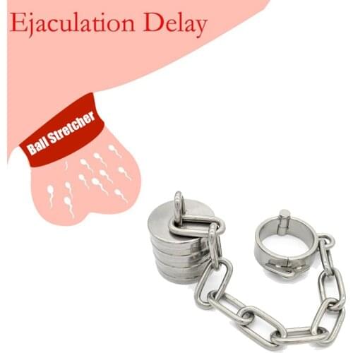 BDSM Male Weight Ball Stretchers Cock Penis Ring Metal Locking Testicle Pendant Chastity Device Belt Device Gay Sex Toy for Men