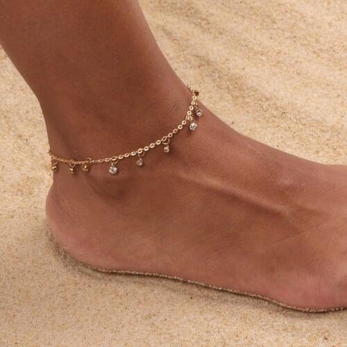 Bohemia Crystal Chains Anklets Women Foot Accessories 2021 Summer Beach Barefoot Sandals Bracelet Ankle On The Leg Female
