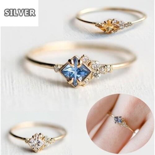Champagne Gemstone With Diamond Shaped Fine Rhinestone Gem Zircon Ring 925anillos Silver 14k Gold Jewelry Sapphire Ring