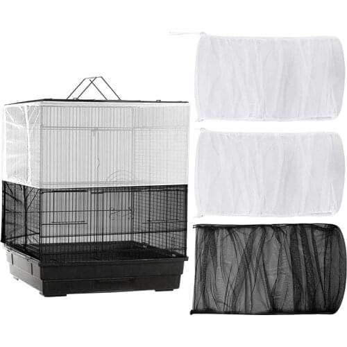 3Pcs Large Adjustable Bird Cage Cover Seed Feather Catcher Universal Birdcage Nylon Mesh Net Cover Soft Airy Skirt Guard