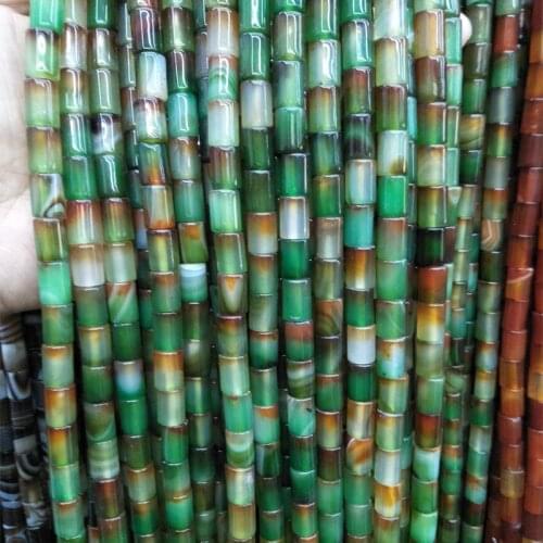 8X12MM Natural Green Red Peacock Agates Beads Cylindrical Stone Beads Diy Materials Bracelet Necklace Making Jewelry Findings