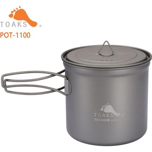 TOAKS POT-1100 Titanium Pot cup Outdoor Camping Bowl with Lid