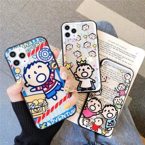 Japanese Anime Minna No Tabo Tempered glass phone case for iPhone 12Pro Max 11 7 8 plus X XR XS MAX Cute Transparent Phone Cover