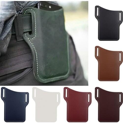 Men Outdoor Belt Waist Bag Faux Leather Case Pouch Cell Phone Card Holder Cover