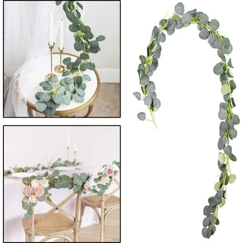 Artificial Plants Eucalyptus Willow Leaves Mixed Fake Plastic Plants Vine Green Wreath Wall Decor Hanging Plant Wedding Decor