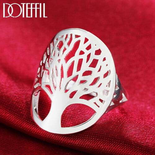 DOTEFFIL 925 Sterling Silver Trees Ring Man For Women Fashion Wedding Engagement Party Gift Charm Jewelry