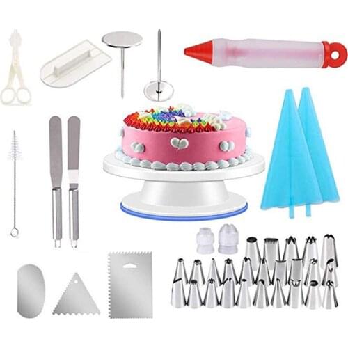 Icing Piping Nozzle Stainless Steel Decorating Mouth Reusable TPU Bag 41Pcs/set Cake Turntable Decorating Pastry Baking Tools