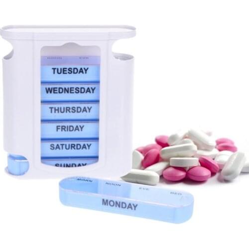 Pill Box Container Mini Medicine Case 28 Cell Portable Drawer Moisture-proof Organizer Container Case Weekly 7 Days Sorter