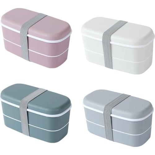 Bento Lunch Box Container with Chopsticks Food Storage for Adults Kids Double-layer Bento Boxes Microwave Safe