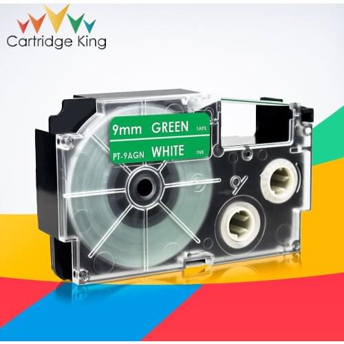 Printer Ribbon XR-9AGN White on Green 9mm Tape Compatible for Casio KL60 KL100 KL120 KL750 KL780 KL820 KL7000 KL-7200 LabelMaker