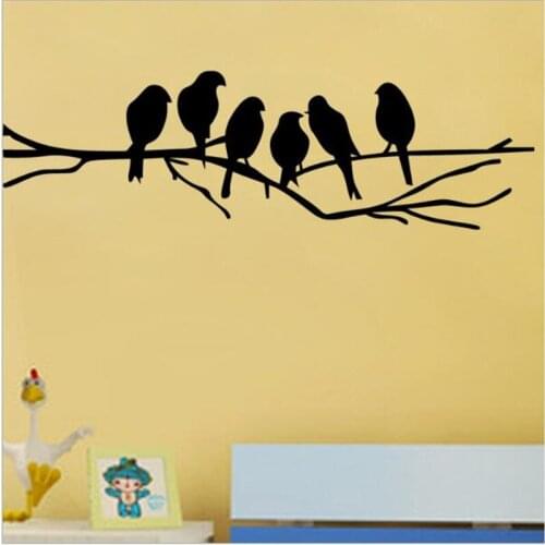 1PC Funny Black Birds on The Tree Branch Wall Sticker For Living Room Wall Decals Art Stickers Home Decoration Murals Removable