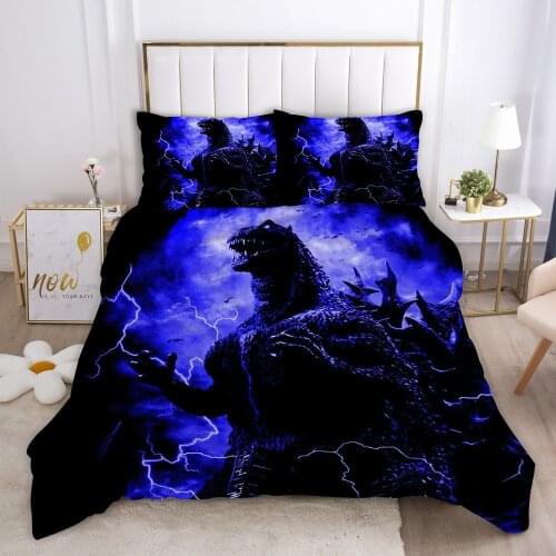 Godzilla Quilt Cover Cartoon Bedding Sets Kids Boys Gifts Bed Set 2/3 Pcs Quilt Comforter Covers Home Textiles Summer Winter