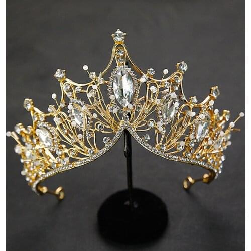 Luxury Rhinestone Bridal Tiaras Crown Baroque Full Crystal Diadem for Bride Headbands Wedding Hair Jewelry Dress Accessories