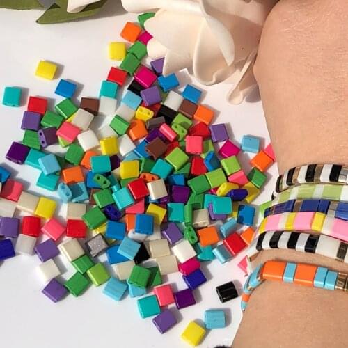 Taidian Miyuki Tila Beads Japanese Glass Seed Beads for Needlework DIY Tila Bracelets Bohostyle Jewelry Findings Two Hole Bead