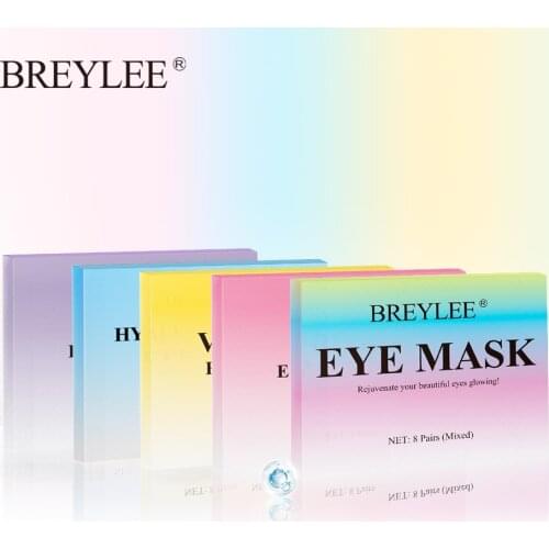 BREYLEE Hyaluronic Acid Moisturizing Vitamin C Eye Sheet Mask Whitening Rose Anti-aging Retinol Firming Eye Care Essence 8pairs