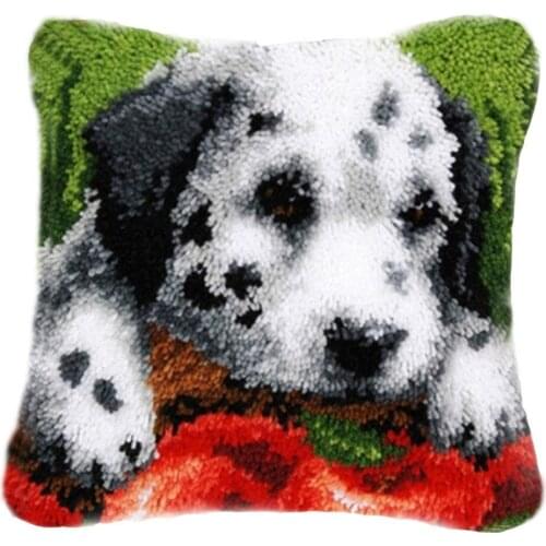 DIY Latch Hook Kits Rug Pillowcase Crocheting Cushion Carpet Unfinished Handmade Canvas Rugs Mat Cartoon Adults Kids Gift Dog