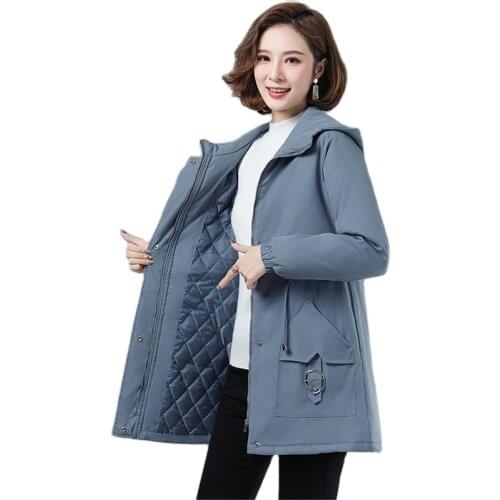 Ladies Overcoat Parka Plus Velvet Thicken Cotton Jacket Mid-Long Zipper Keep Warm Down Cotton Winter Women Windbreakers Coat