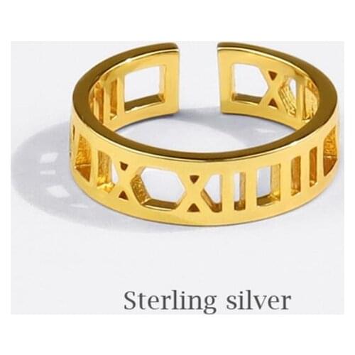 Sole Memory Roman Numerals 925 Sterling Silver Female Resizable Opening Rings SRI781