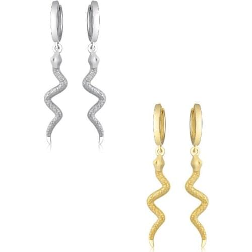 Silver Gold Color Pendientes Hoop Earrings Woman Engagement Valentines Day Animal Snake Shape Hanging Earring Jewelry Wholesale