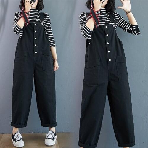 2021 Streetwear Spring Summer New Look Thin Korean Denim Overalls Women Loose Jeans Casual Nine-point Pocket Jumpsuit Bib Pants