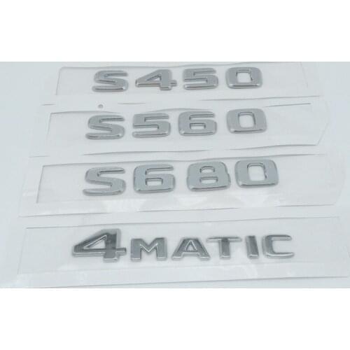 1pcs ABS S680 S560 S450 4MATIC car Letter Rear trunk Decals Emblem badge sticker Decal