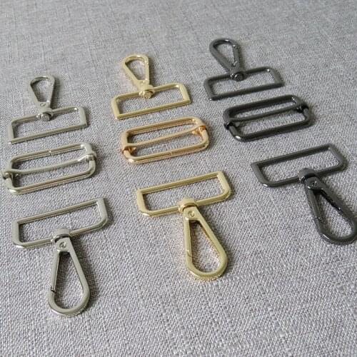10Sets 38mm Webing Metal Adjuster Swivel Lobster Clasp Bag Handbag Purse Shoulder Strap Belt Clip Buckle Snap Hook DIY Accessory