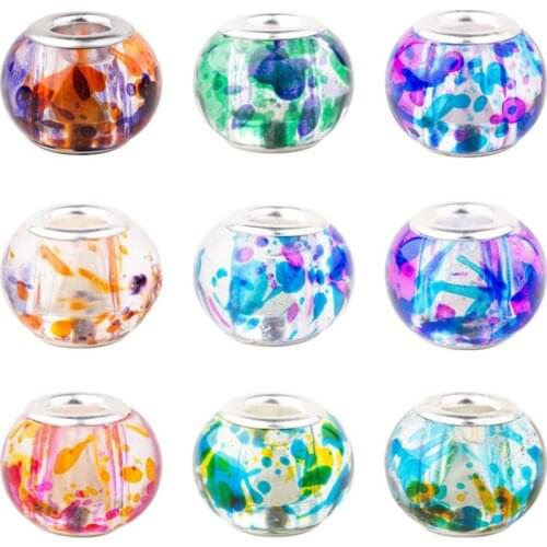 10Pcs 16mm Big Round 5mm Large Hole Flower Glass Beads Charms for Bracelet Women Making Unique Jewelry Pendant Necklace Craft