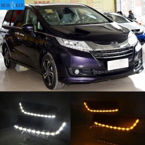 2Pcs Car LED DRL Kit For Honda Odyssey 2014-2017 DRL Fog Lamp Cover Daytime Running Lights with turn signal 12V Daylight 6 LED