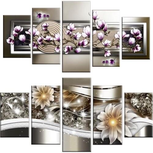 2021 Wall Art Canvas Painting 5 Pieces Mangnolia Flower Orchid Flower Modern Home Decoration Framework Artwork