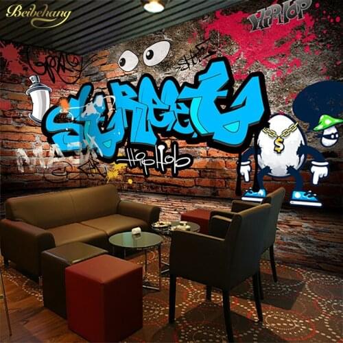 Beibehang 3D brick wall European cartoon hand painted animal theme murals restaurant restaurant KTV background wallpaper