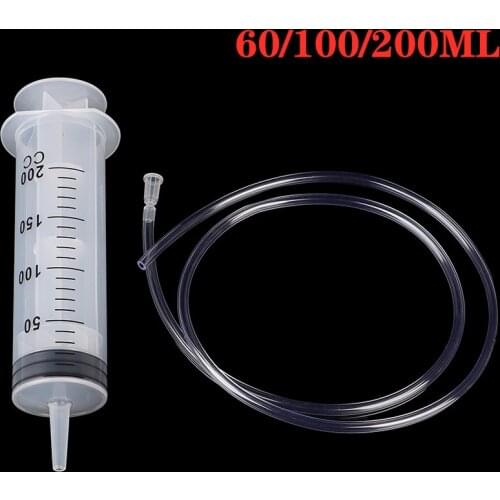 60/100/200ml Plastic Large Capacity Syringe Reusable Pump Oil Measuring With Silicone Tube For Lab Medical Tool