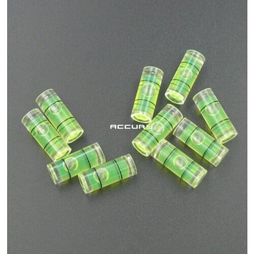 100pcs 8*20mm Plastic tube level protractor Acrylic Bubble level Circular spirit level vial