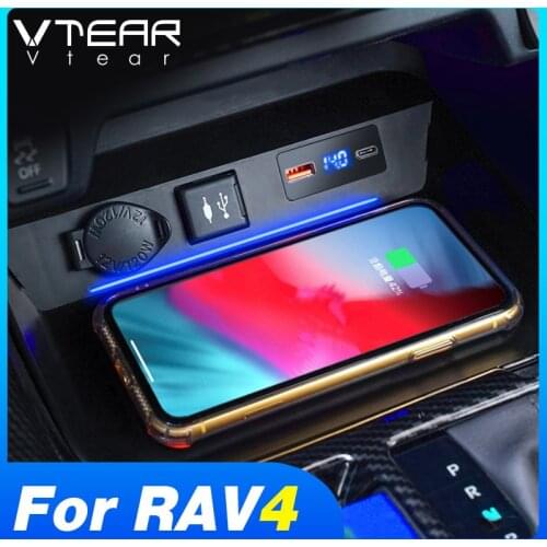 Vtear Accessories For Toyota Rav4 2019 2020 2021Car QI Wireless Charger Fast Charging Phone Holder Pad Car Modification Interior