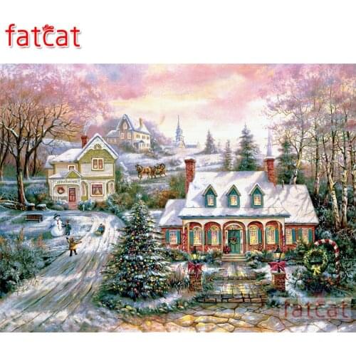FATCAT 5D DIY Diamond Painting Holiday Magic Full Square Round Drill natural scenery Mosaic Diamond Embroidery Winter AE2020