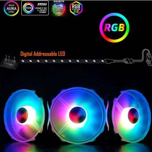 CAOMENG Computer Cases Symphony 12cm Fan For ROG AURA 5VD G/RGB Colorful Color LED Fluid Fans Cooling