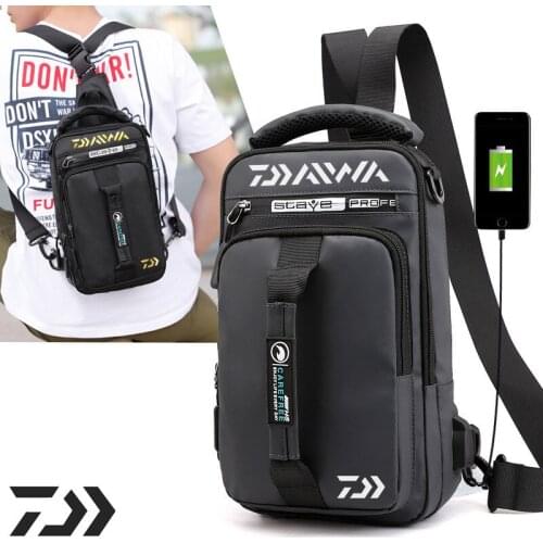 DIAWA Fishing Bag Mens Leisure Fishing Backpack Outdoor Sports Waterproof One-shoulder Diagonal Bag Multifunctional Chest Bag