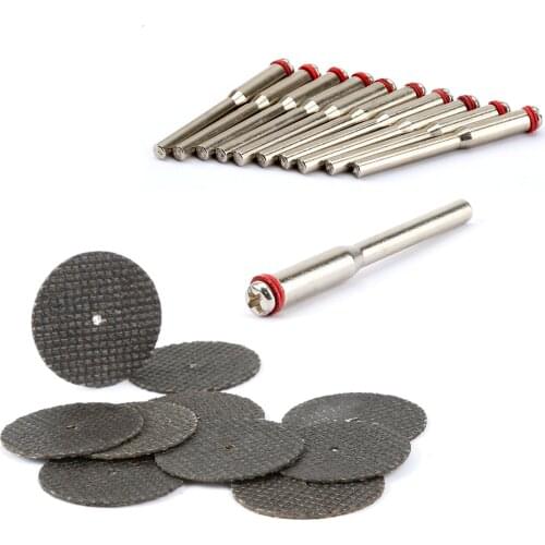38mm Resin Fibre Cutting Disc Cut Off Wheel Discs + 3.175mm Mandrels Wheel Holder for Rotary Tool Dremel Accessories 10+10pcs