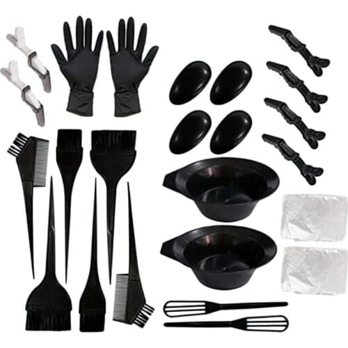Home Hair Dyeing Tint Cream Bowl Brush Comb Earcap Clips Dyeing Cape Kit
