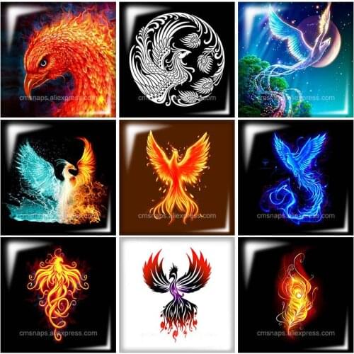 FB0364 Phoenix File birds 12mm/20mm/25mm/30mm Square photo glass cabochon demo flat back Making findings