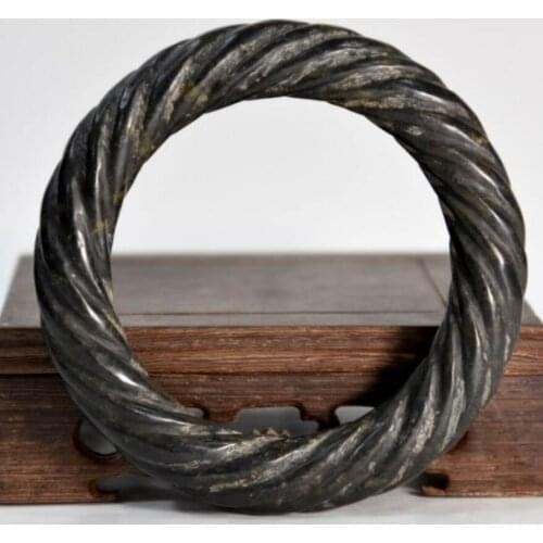Hongshan culture archaize black iron meteorite sculpture bracelet statue