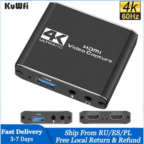KuWFi Video Capture Card for Live Streaming 1080P 4K USB3.0 HDMI Video Capture Card Switch Game for PS4 Xbox Recording Box