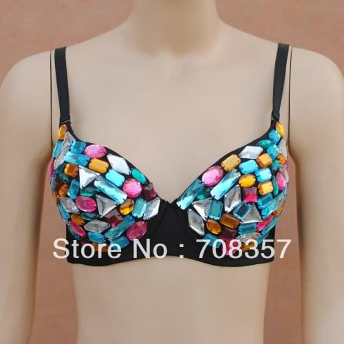Nice Colorful Women Bras Tight Underwear Burst milk Womens Sexy Bra /Lingerie with Diamond For Club 34B,36B