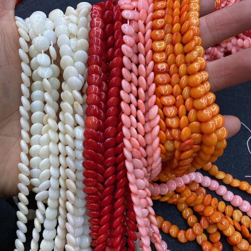 Red Coral Beads Button Shape Bulk DIY Handmade Necklace Bracelet Jewelry Making Accessories Gift White Loose Spacer Beads 3x6mm
