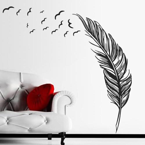 Feather Creative Wall Stickers Carved Home Decoration Living Room Bedroom Removable Stickers