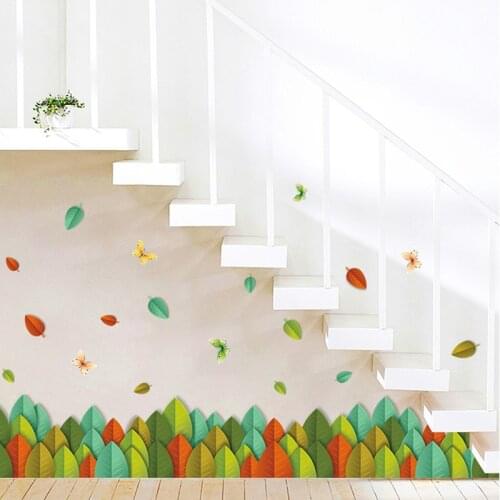 Creative Nordic Leaves Stickers Room Decor Corridor Aisle Skirting Background Border Decoration Waist Line Wall Stickers