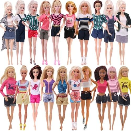 Summer Set Handmade Fashion Outfit Daily Casual Clothes For Barbies Doll Clothes Accessories Baby Russian DIY Toys Girls Gift