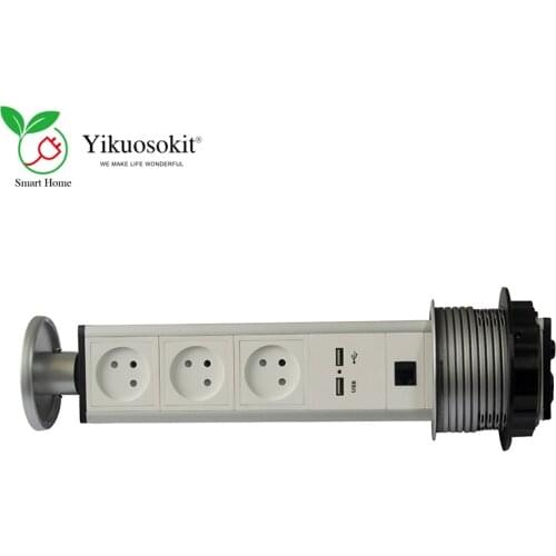 High Quality Manual Pulling Israeli Desktop Power Socket 5V 2.1A 2 USB Charger RJ45 Tabletop Electric Hidden Outlet CE Rohs