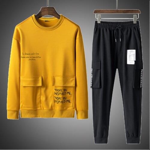 New Fashion Sportwear Mens Sports Suit Spring and Autumn Two-piece Suit New Trend Mens Round Neck Casual Sportswear Suit Men